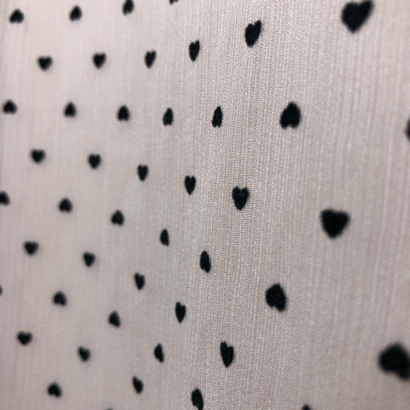 TALBOTS Blush Pink Chiffon Hearts Ruffled Sheer Long Sleeve Lined Blouse Top L - Picture 7 of 15